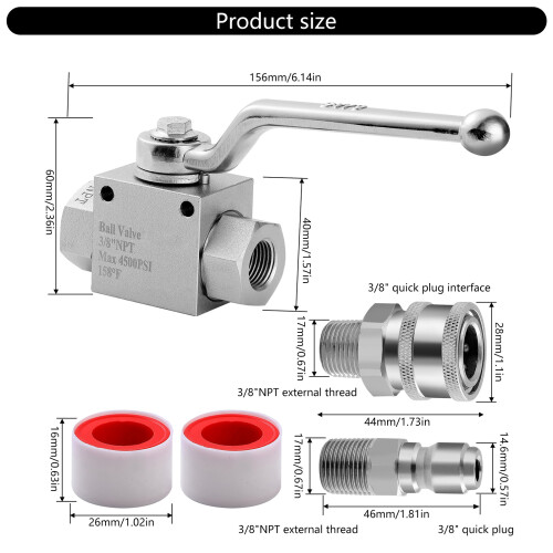 Highly Pressure Washer Globe Valves Kits 3/8Inch Quickly Connect 2