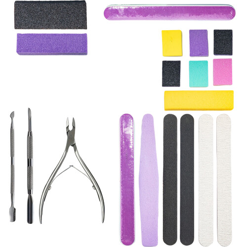 19x Sponge Rubbing Set Nail Buffers Manicure Tools Nail Files