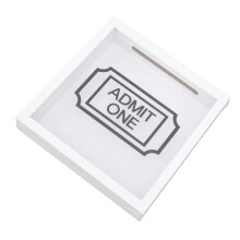 Wooden Ticket Shadow Box Frame with Slot, 20x20cm, White