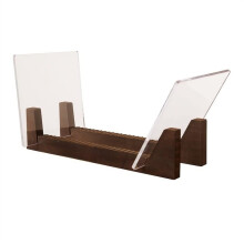DVD/CD Storage Box, Wood and Acrylic Organizer for 50 Vinyl Record Albums, 7 and 12 Inch LP Holder, Modern Design