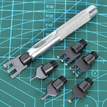 Flachzinkenzieher Leder Punch Werkzeug mit 6 Zubehörteilen, 80mm Griff