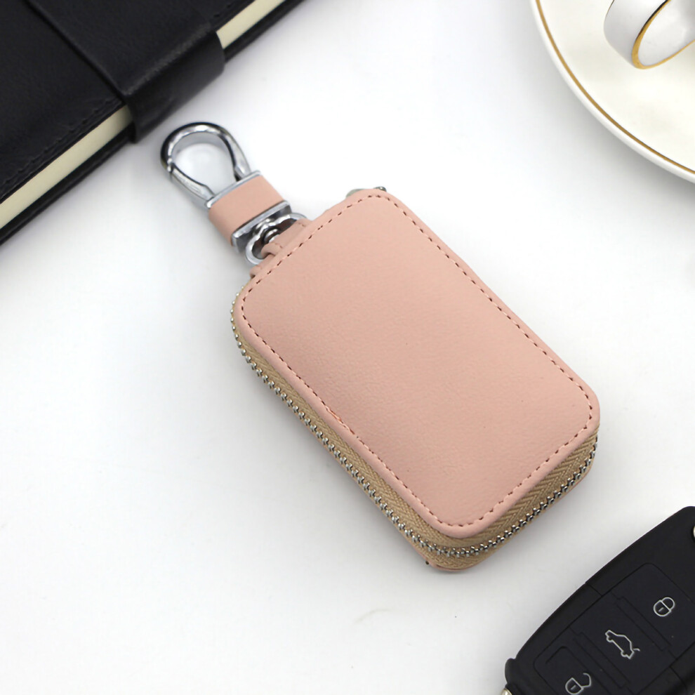 Portable Zippered Car Key Case Smoother Zipper Pu Pink 8320539174020