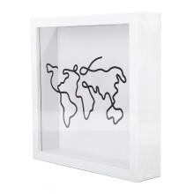 Wooden Shadow Box Frame Storage Box 20x20cm White Map Pattern