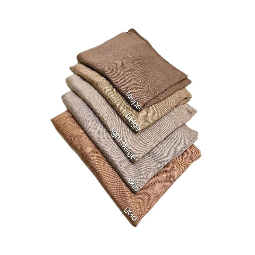 (x1 Light Beige) Double Stitch Egyptian Jersey Light Weight Jersey Hijab Scarf 185x90cm Plain Stretchy Material Comfortable All Seasons Accessory-image-OPC-PKFPFD6-NEW