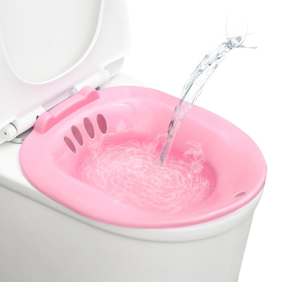 Pink Sitz Bath Portable Bidet Toilet Seat Attachment For Universal Toilets, Bidet For Postpartum Care, Hemorrhoids, Perineal Hygiene