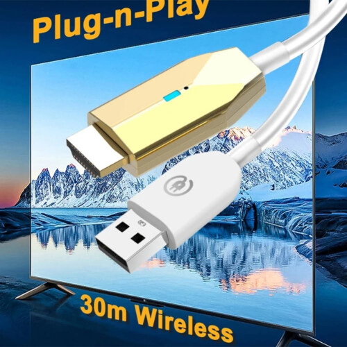 5G 30M Wireless Display Extender Cable Audio Video Transmitter Receiver For Camera PC Gold Easy Install 2