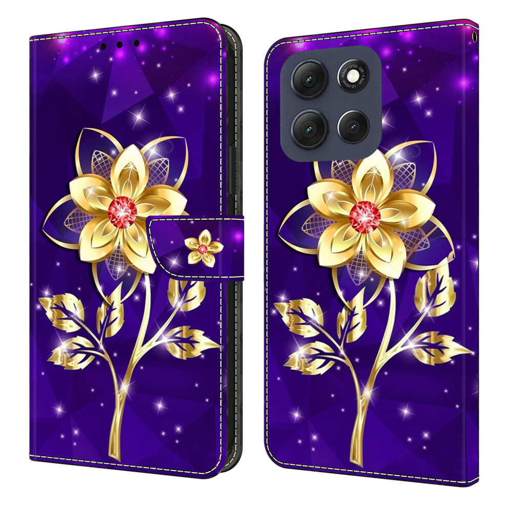 (Golden Flowers On ) For Motorola Moto G56 5G Cases Purple 6914289304138