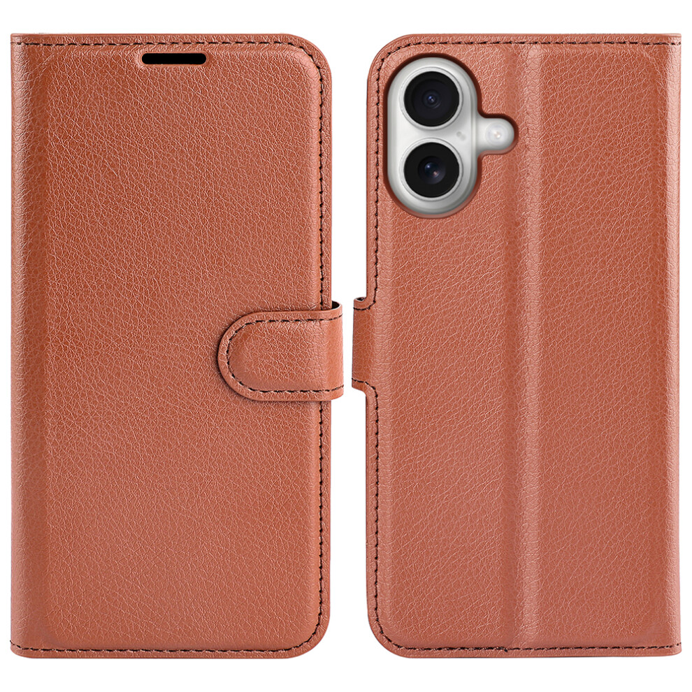 (Brown) For Iphone 17 Case Litchi Texture Shockproof Leather Wallet Phone Cover Brown 6914281683354
