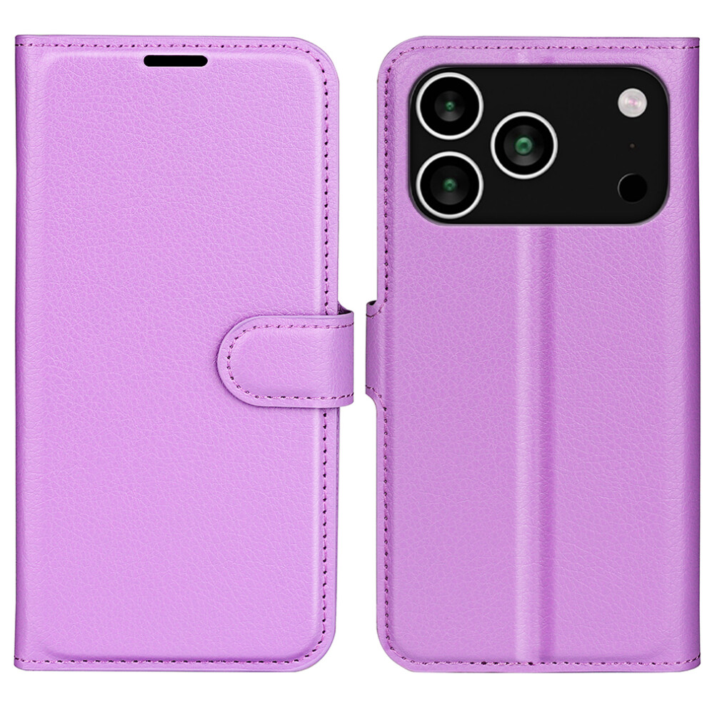 (Purple) For Iphone 17 Pro Case Litchi Texture Shockproof Leather Wallet Phone Cover Purple 6914283983865