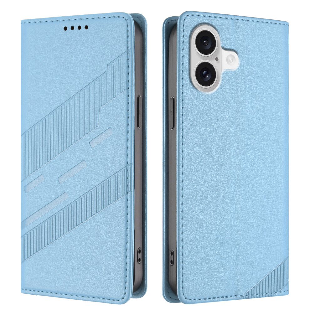 (Baby ) For Iphone 17 Phone Cases Punk Style Imprinted Wallet Stand Leather Cover Blue 6914286535276