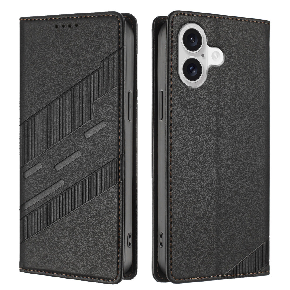 (Black) For Iphone 17 Phone Cases Punk Style Imprinted Wallet Stand Leather Cover Black 6914280165493