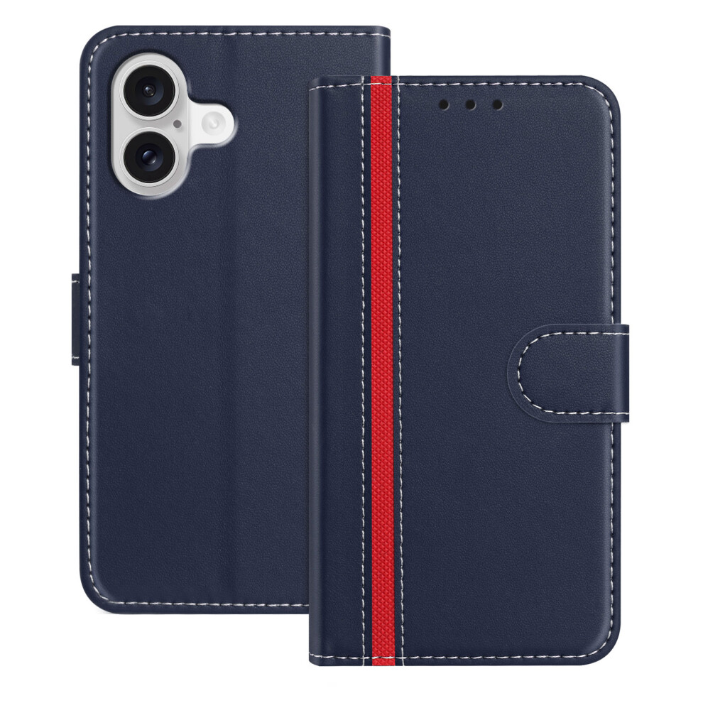 (Blue) For Iphone 17 Phone Cases Wallet Stand Color Splicing Leather Cover With Magnetic Clasp Blue 6914283153121