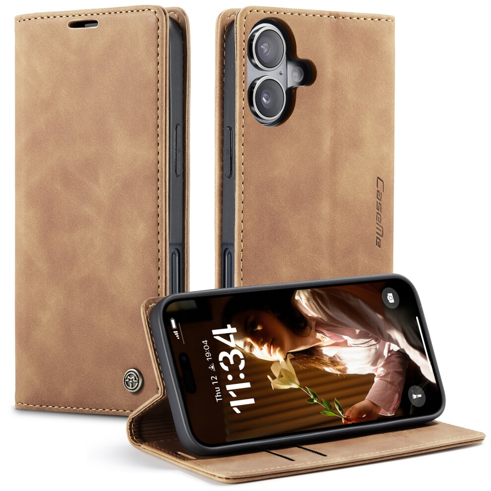 (Brown) For Iphone 17 Wallet Case Caseme 013 Series Pu Leather Phone Cover Stand Brown 6914285268502