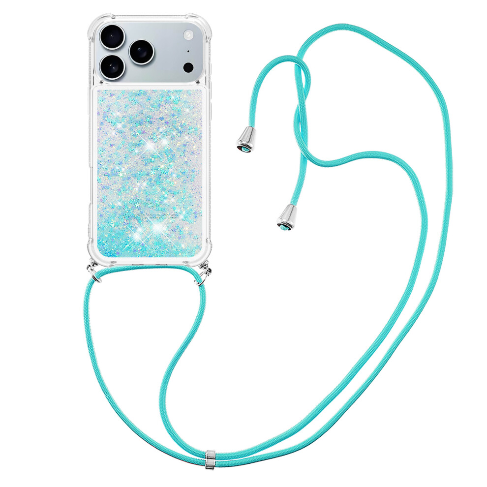 ( Pentagram) For Iphone 17 Pro Max Tpu Case Quicksand Phone Cover With Lanyard Blue 6914280491974