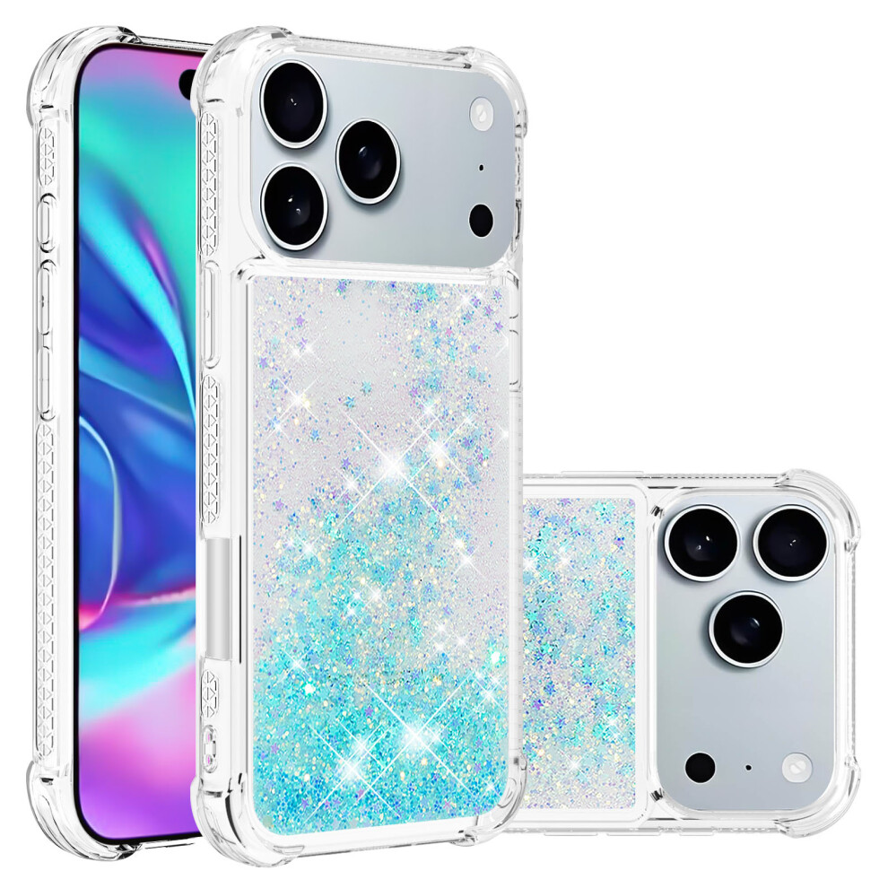 ( Pentagram) For Iphone 17 Pro Max Tpu Case Glitter Quicksand Shockproof Phone Back Cover Blue 6914284221737