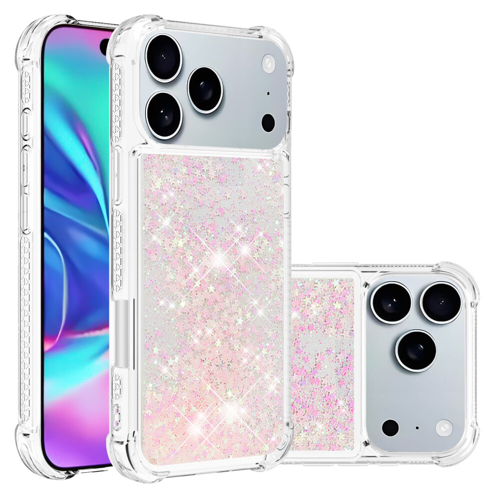 ( Pentagrams) For Iphone 17 Pro Tpu Case Glitter Quicksand Shockproof Phone Back Cover Pink 6914285688447