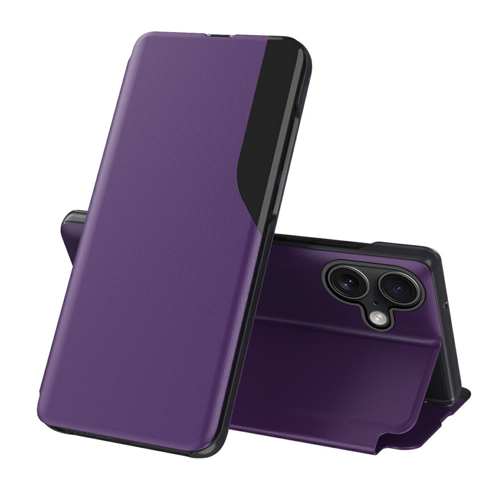 (Purple) Amorus For Iphone 17 Case Folio Flip Stand Pu Leather Phone Cover Purple 6914285918582