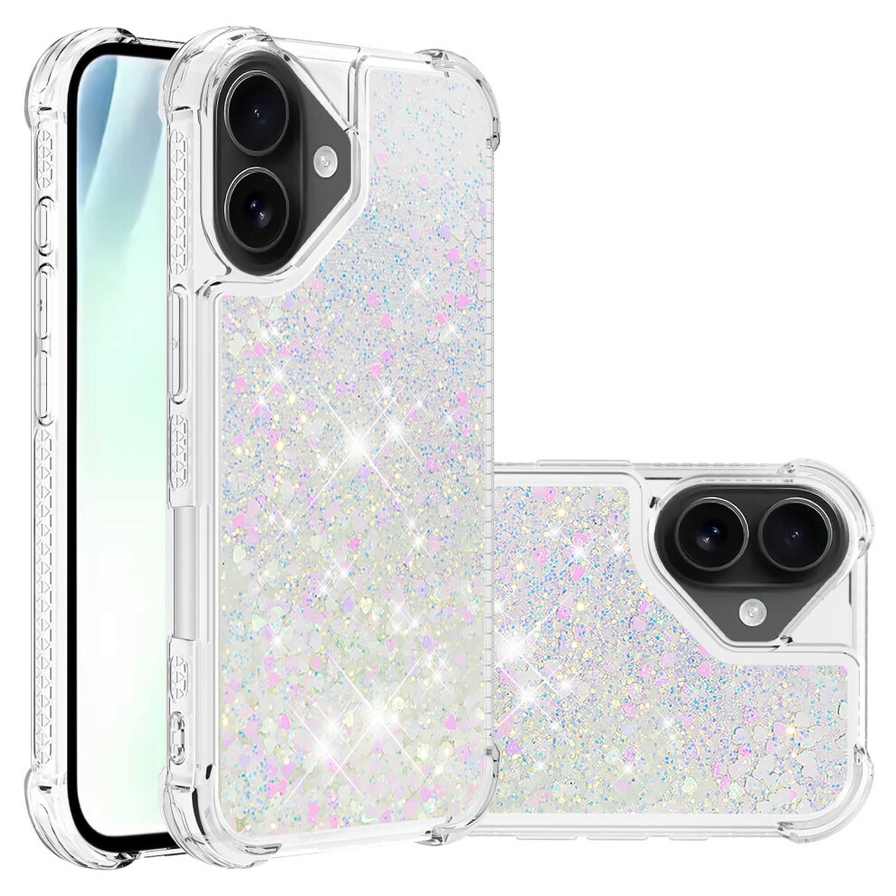 (Laser Hearts) For Iphone 17 Tpu Case Glitter Quicksand Shockproof Phone Back Cover 6914284013981