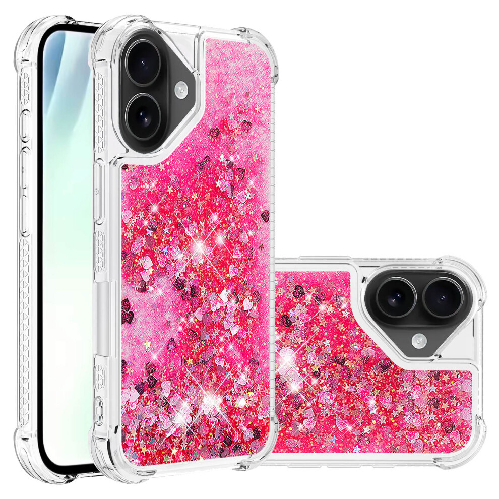 ( Hearts) For Iphone 17 Tpu Case Glitter Quicksand Shockproof Phone Back Cover Pink 6914287602038