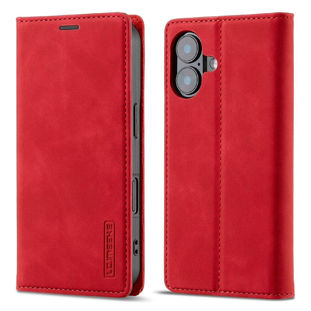 (Red) Lc.imeeke For Iphone 17 Case Wallet Microfiber Leather Phone Cover Red 6914281228876