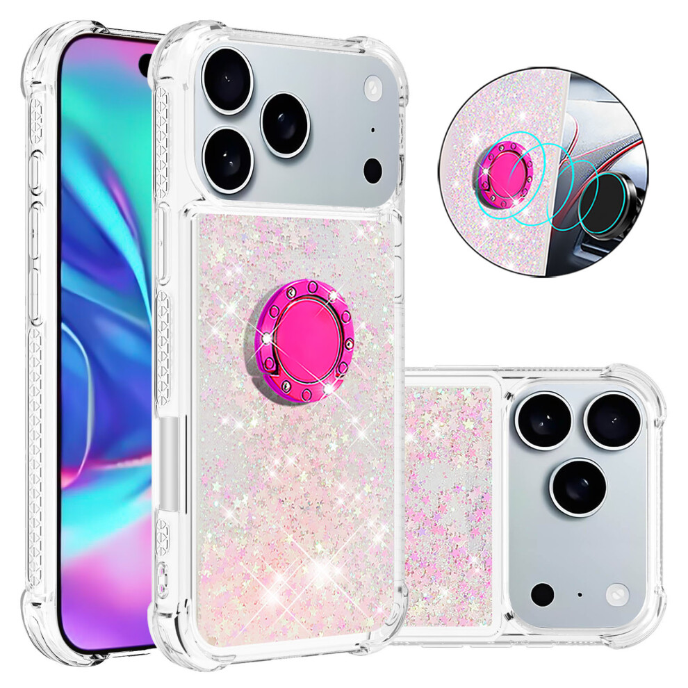 ( Pentagram) For Iphone 17 Pro Tpu Case With Kickstand Quicksand Shockproof Cover Pink 6914285998850