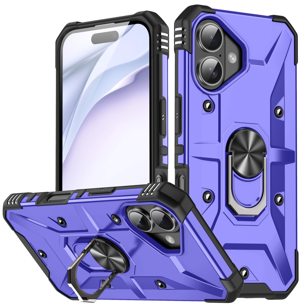 (Purple) For Iphone 17 Pro Case Pc + Tpu Anti-Drop Phone Cover With Ring Kickstand Purple 6914283969777