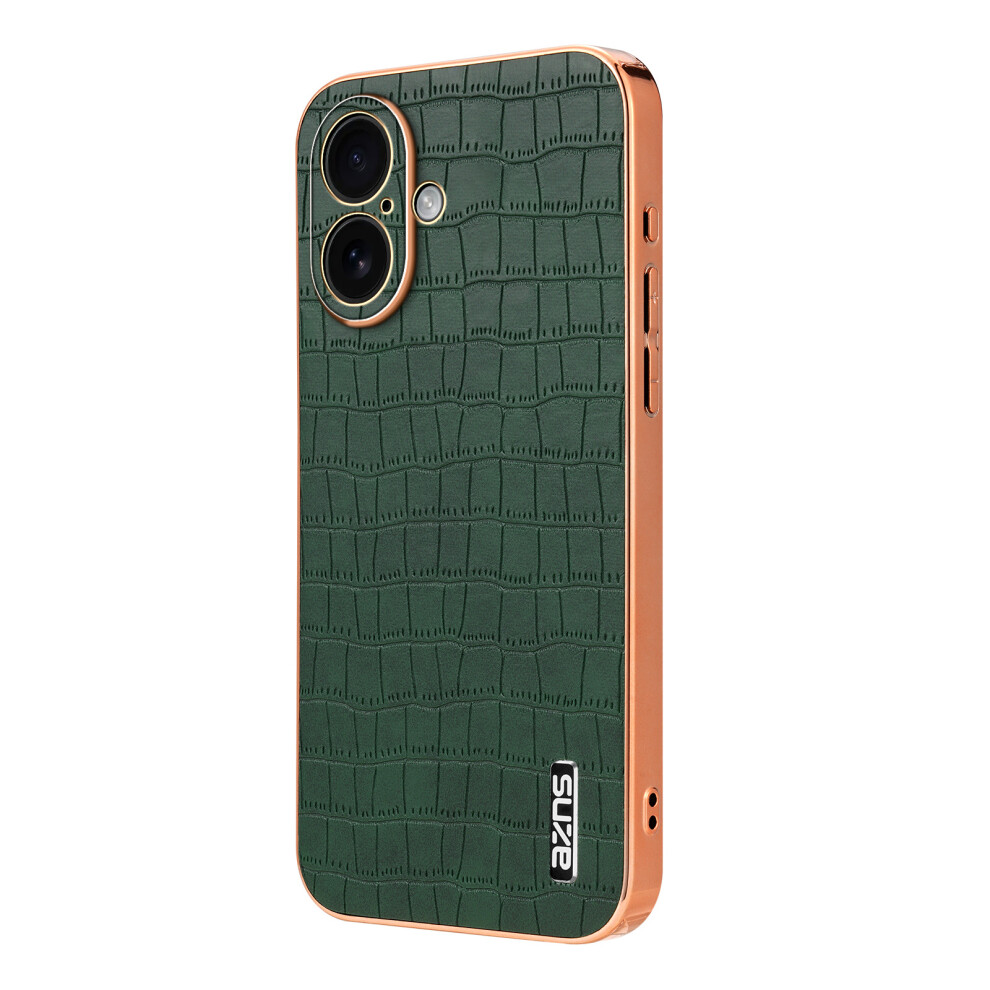 (Green) Azns For Iphone 17 Case Electroplating Crocodile Texture Pu + Tpu Phone Cover Green 6914288528153