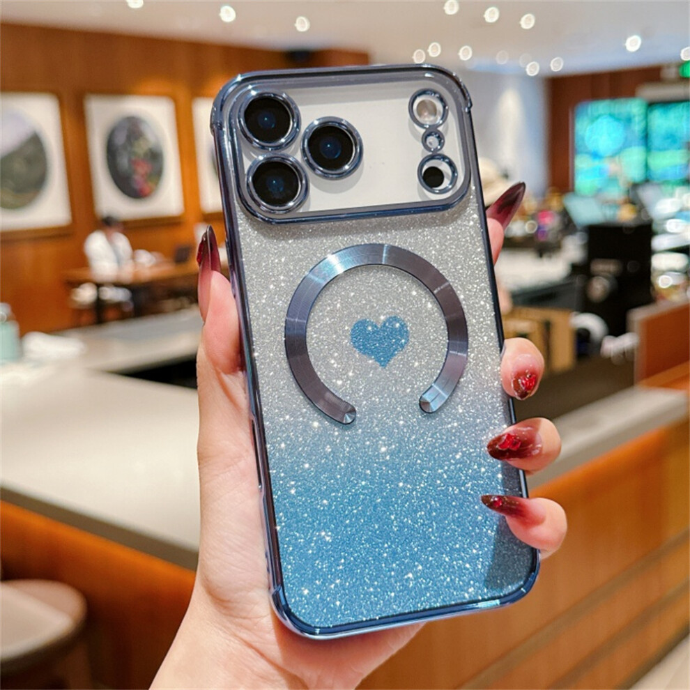 (Blue) For Iphone 17 Pro Max Case Gradient Sparkle Tpu Phone Cover Compatible With Magsafe Blue 6914288593410