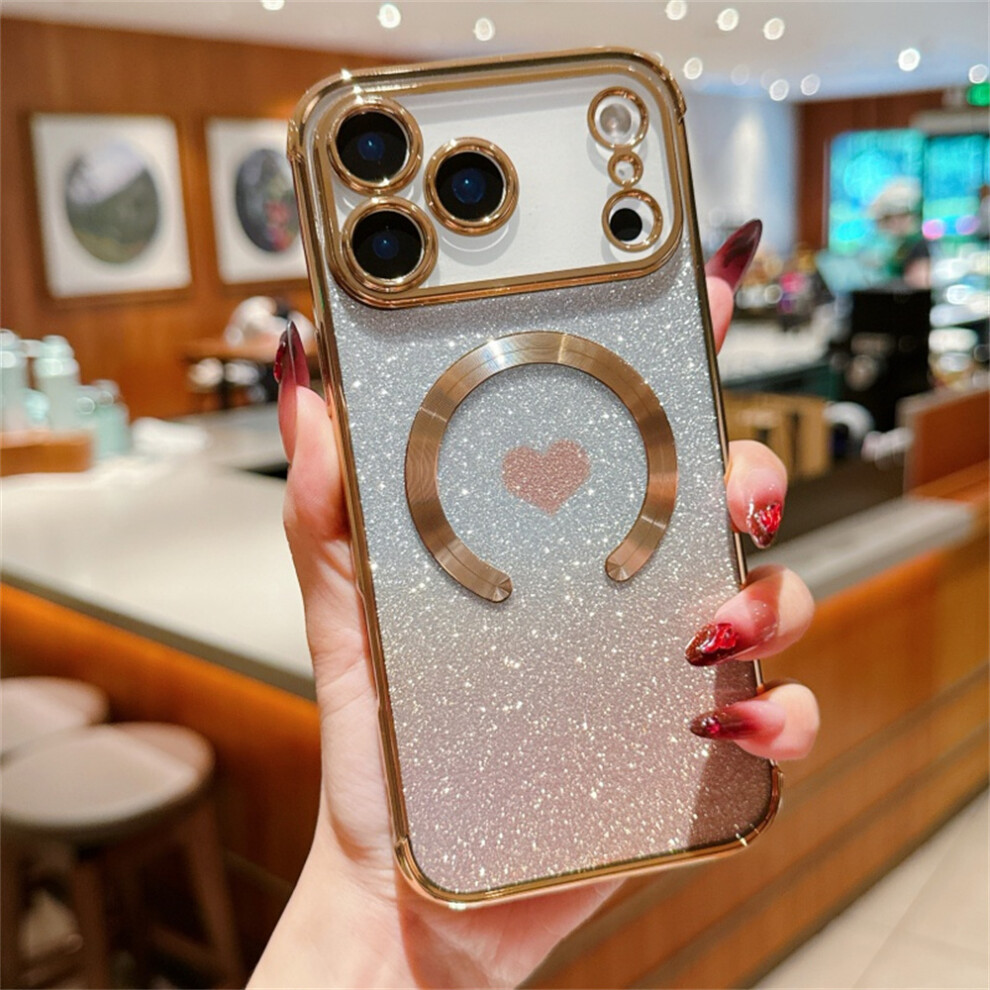 (Gold) For Iphone 17 Pro Case Gradient Sparkle Tpu Phone Cover Compatible With Magsafe Gold 6914289785913