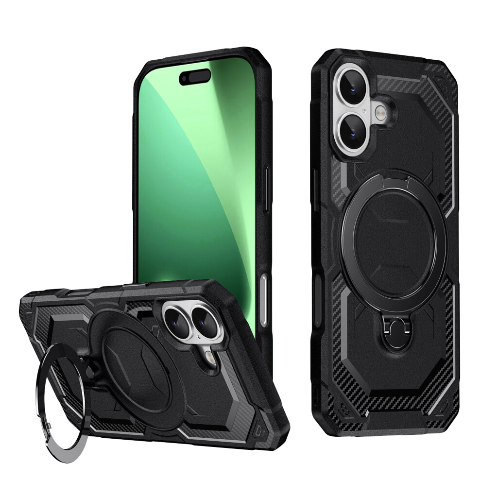 (Black) For Iphone 17 Case Compatible With Magsafe Kickstand Tpu + Pc Phone Cover Black 6914280655741