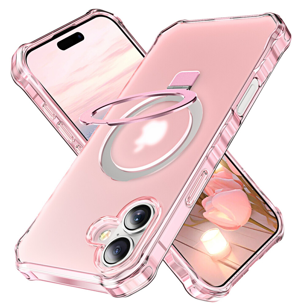 (Pink) For Iphone 17 Case Compatible With Magsafe Matte Kickstand Hybrid Phone Cover Small Wavy Edge Pink 6914284522100