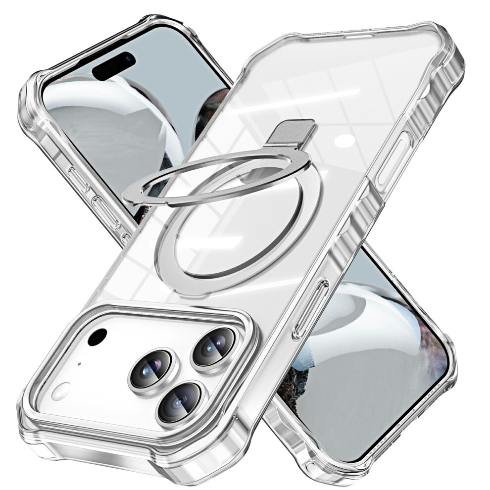 (Transparent) For Iphone 17 Pro Case Compatible With Magsafe Matte Kickstand Hybrid Phone Cover Small Wavy Edge 6914288341455