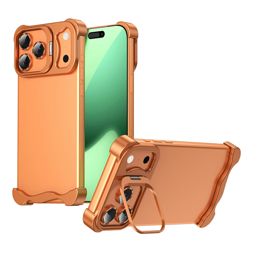 (Orange) For Iphone 17 Pro Bumper Case Lens Kickstand Heat Dissipating Metal Corner Phone Cover Orange 6914282533955