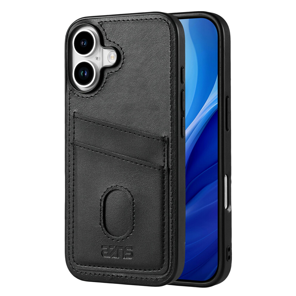 (Black) Azns K1 Series For Iphone 17 Case Calf Texture Anti-Drop Pu + Tpu Phone Cover Black 6914282308584