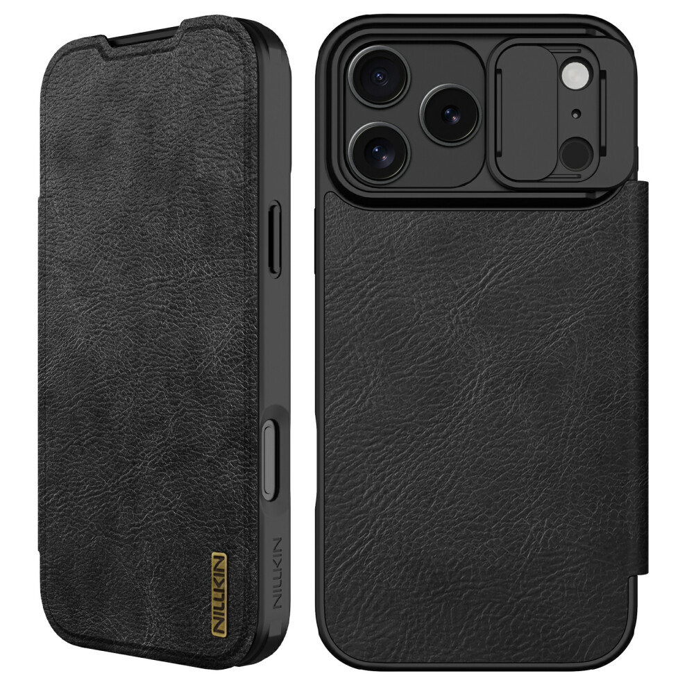 (Black) Nillkin Qin Pro Series For Iphone 17 Pro Max Case With Card Slots Leather Phone Cover Black 6914285277573
