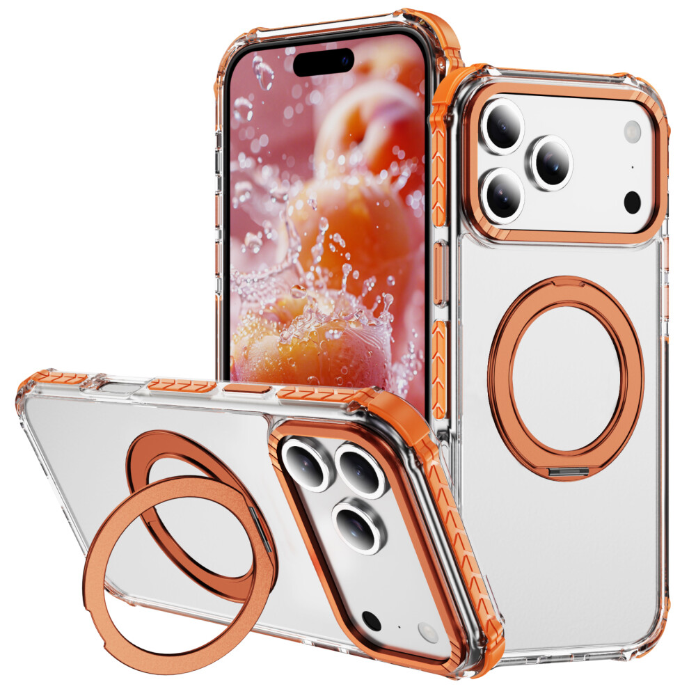 (Orange) For Iphone 17 Pro Case Compatible With Magsafe Airbag Anti Drop Tpu + Pc Clear Phone Cover Orange 6914282604181