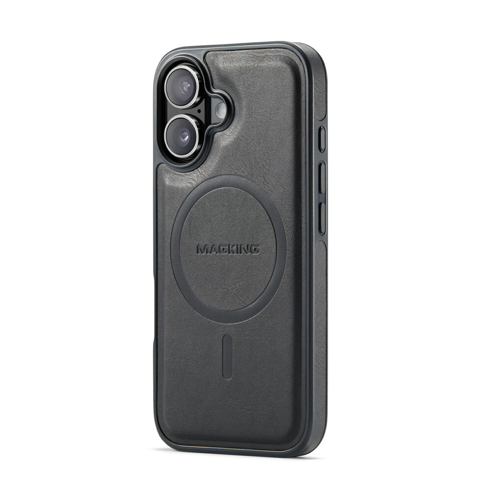 (Black) Magking K1 Series For Iphone 17 Magnetic Case Pc + Tpu + Pu Leather Phone Cover Black 6914288525251