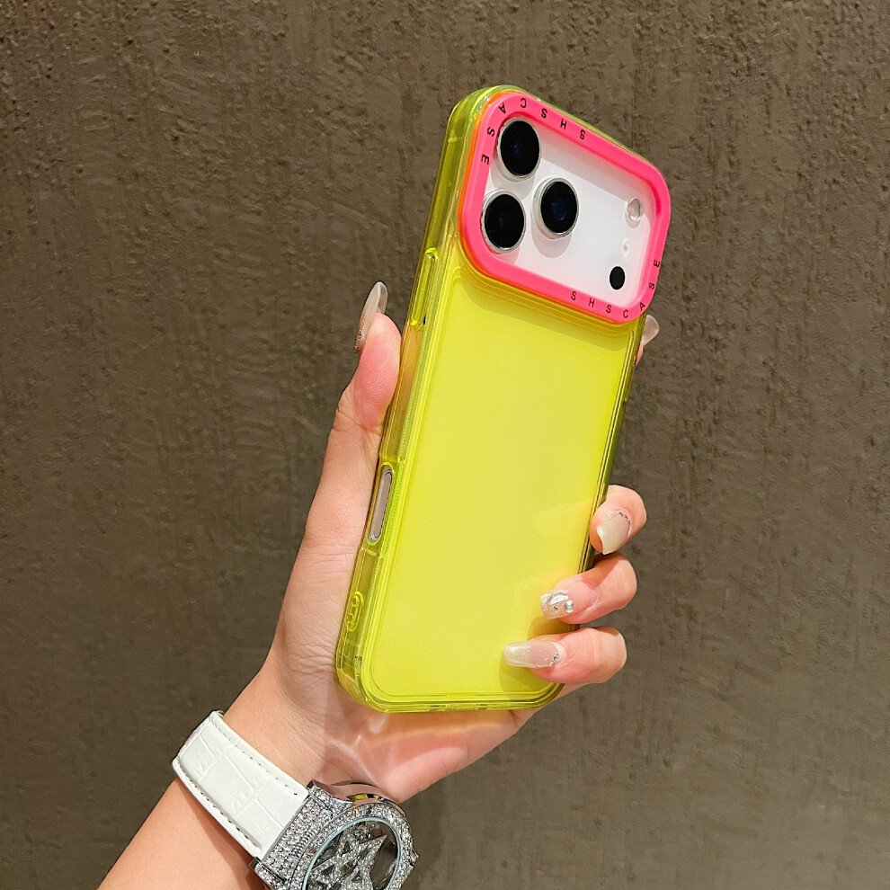 (Yellow) For Iphone 17 Pro Case Clear Contrasting Colors Shockproof Tpu Phone Back Cover Yellow 6914289434590