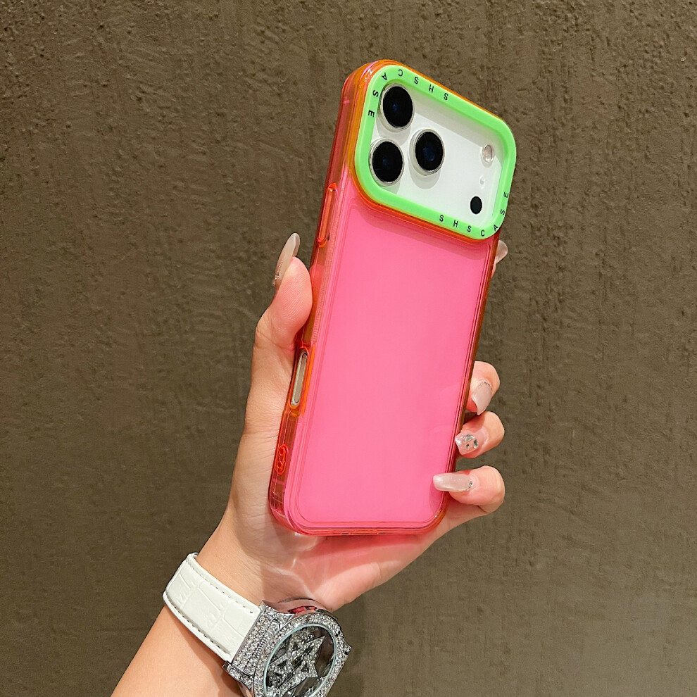 (Rose) For Iphone 17 Pro Case Clear Contrasting Colors Shockproof Tpu Phone Back Cover 6914283328543