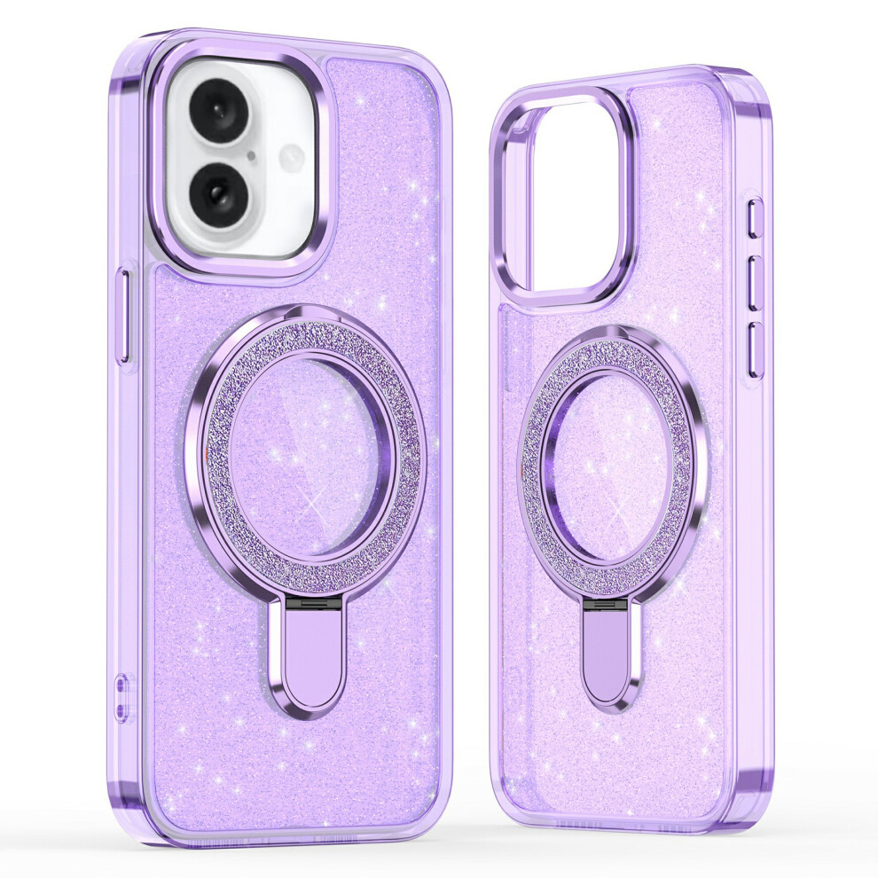 (Purple) For Iphone 17 Case Glitter Design Tpu + Pc Kickstand Phone Protector Purple 6914280227733