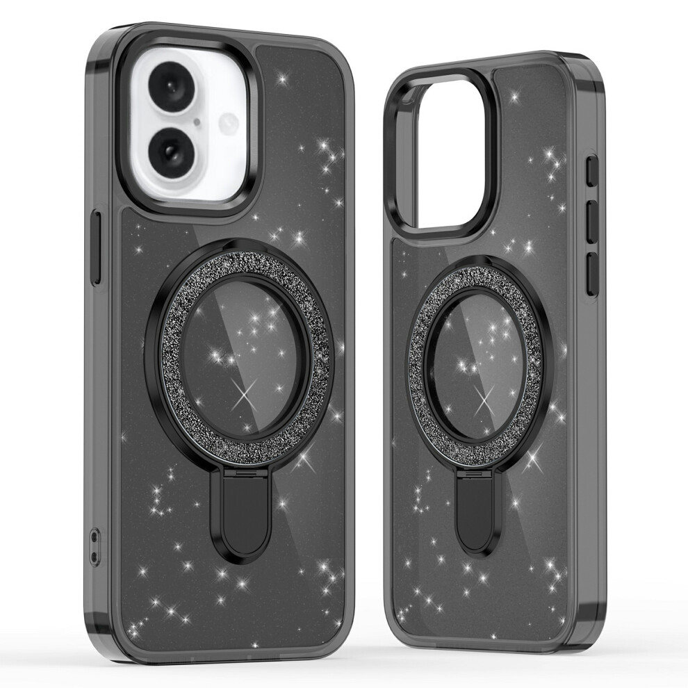 (Black) For Iphone 17 Case Glitter Design Tpu + Pc Kickstand Phone Protector Black 6914282352020