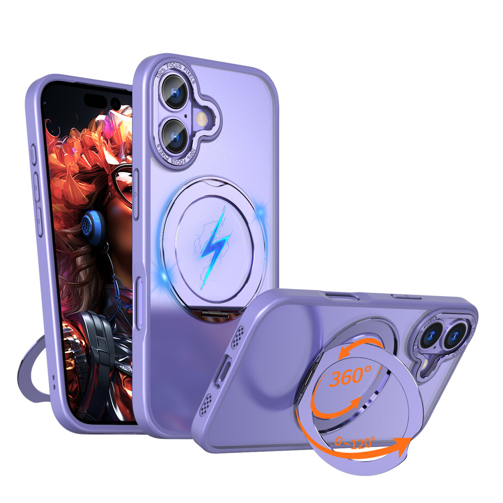 (Light ) For Iphone 17 Case Compatible With Magsafe Tpu + Acrylic Kickstand Phone Cover Purple 6914287426726