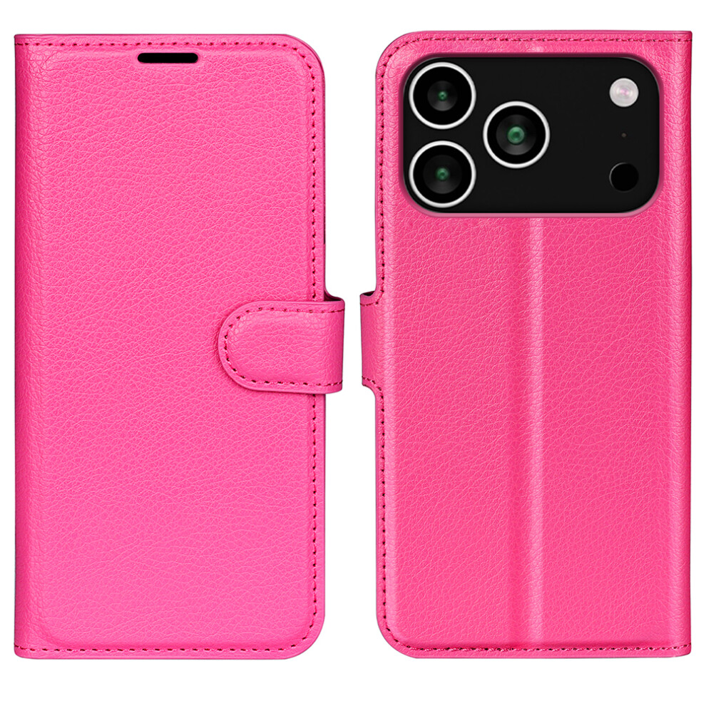 (Rose) Amorus For Iphone 17 Pro Wallet Case Litchi Texture Shockproof Leather Flip Stand Phone Cover 6914284588540