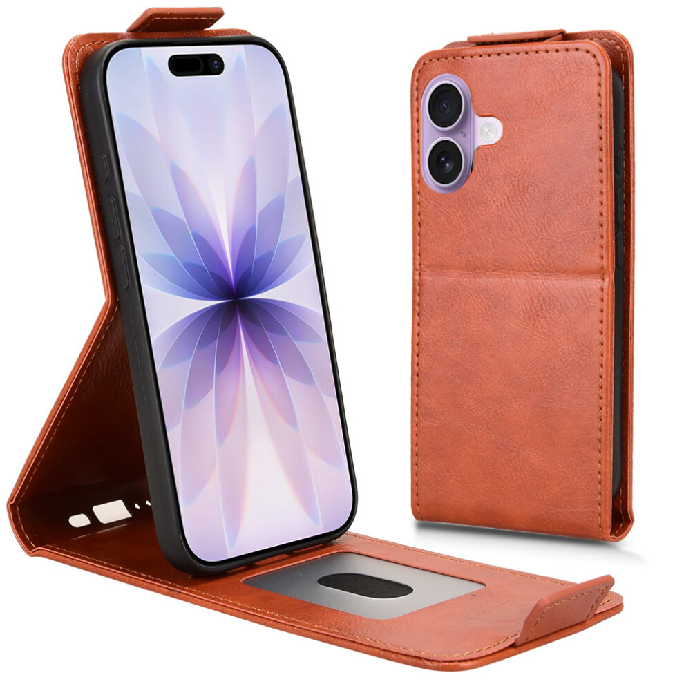 (Orange) For Iphone 17 Stand Case Magnetic Clasp Vertical Flip Leather Phone Cover With Card Holder Orange 6914285362682