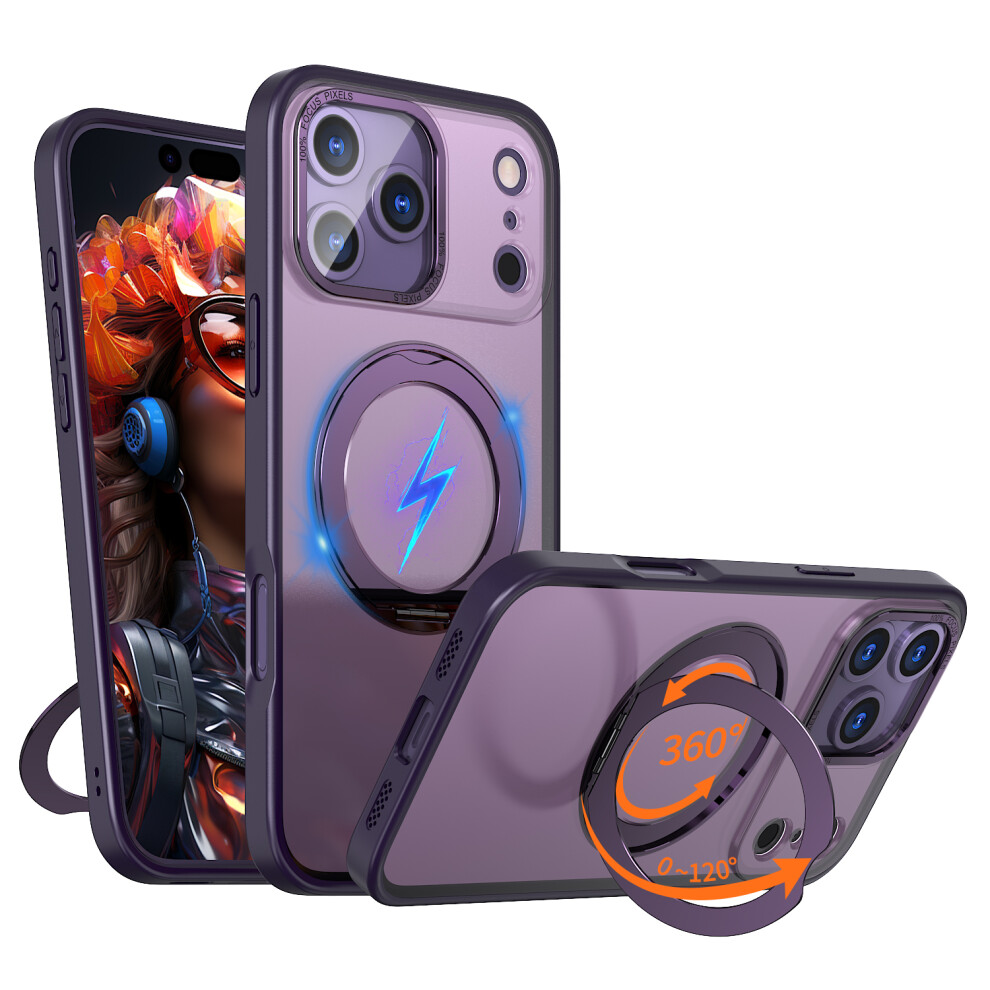 (Purple) For Iphone 17 Pro Max Case Compatible With Magsafe Tpu + Acrylic Kickstand Phone Cover Purple 6914281947845