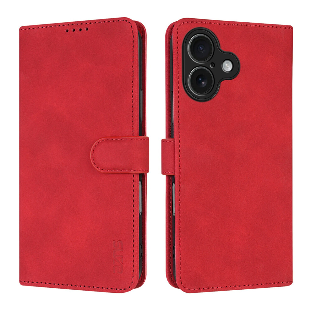 (Red) Azns For Iphone 17 Case Pu Leather Wallet Phone Cover Red 6914281074619