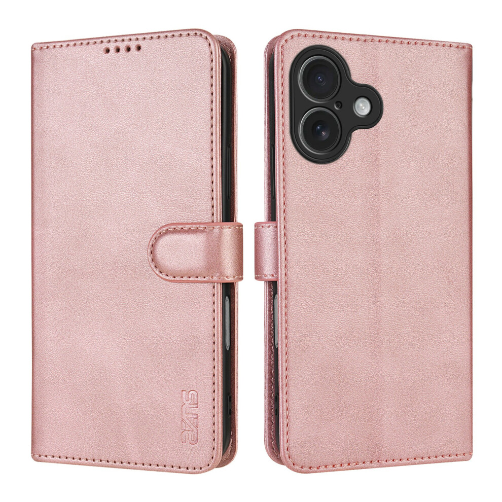 (Rose ) Azns For Iphone 17 Case Pu Leather Wallet Phone Cover Gold 6914283685523