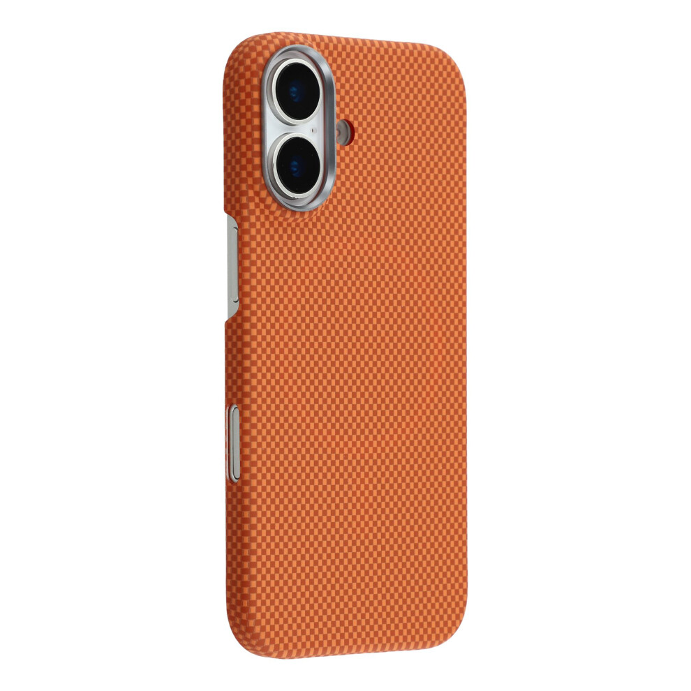 (Orange) For Iphone 17 Case Compatible With Magsafe Carbon Fiber Texture Pc Phone Back Cover Orange 6914288645584