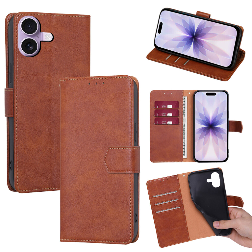 Brown (Brown) For Iphone 17 Case Leather Phone Cover With Rfid Blocking Wallet
