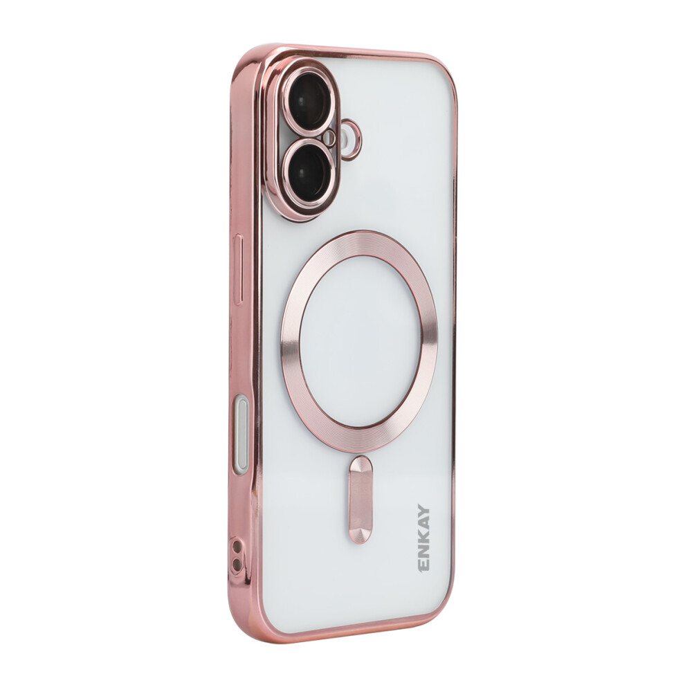 (Pink) For Iphone 17 Magnetic Clear Case Enkay Hat Prince Shockproof Tpu Phone Cover With Lens Film Pink 6914283703203